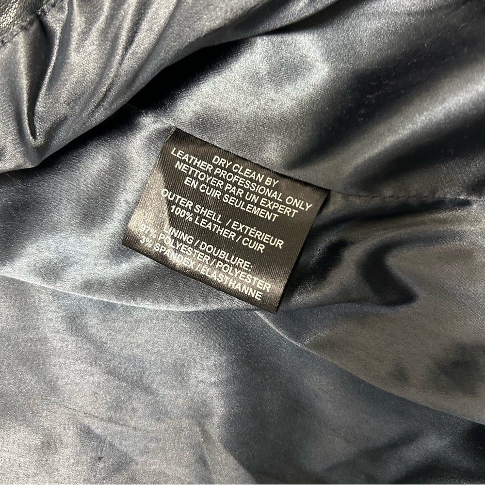 Lamarque Megumi Leather Moto Jacket in Dark Navy Blue Size Small - Picture 15 of 16